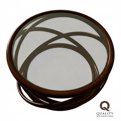 Beech Wood Round Table Bracelets Shape with Glass Top