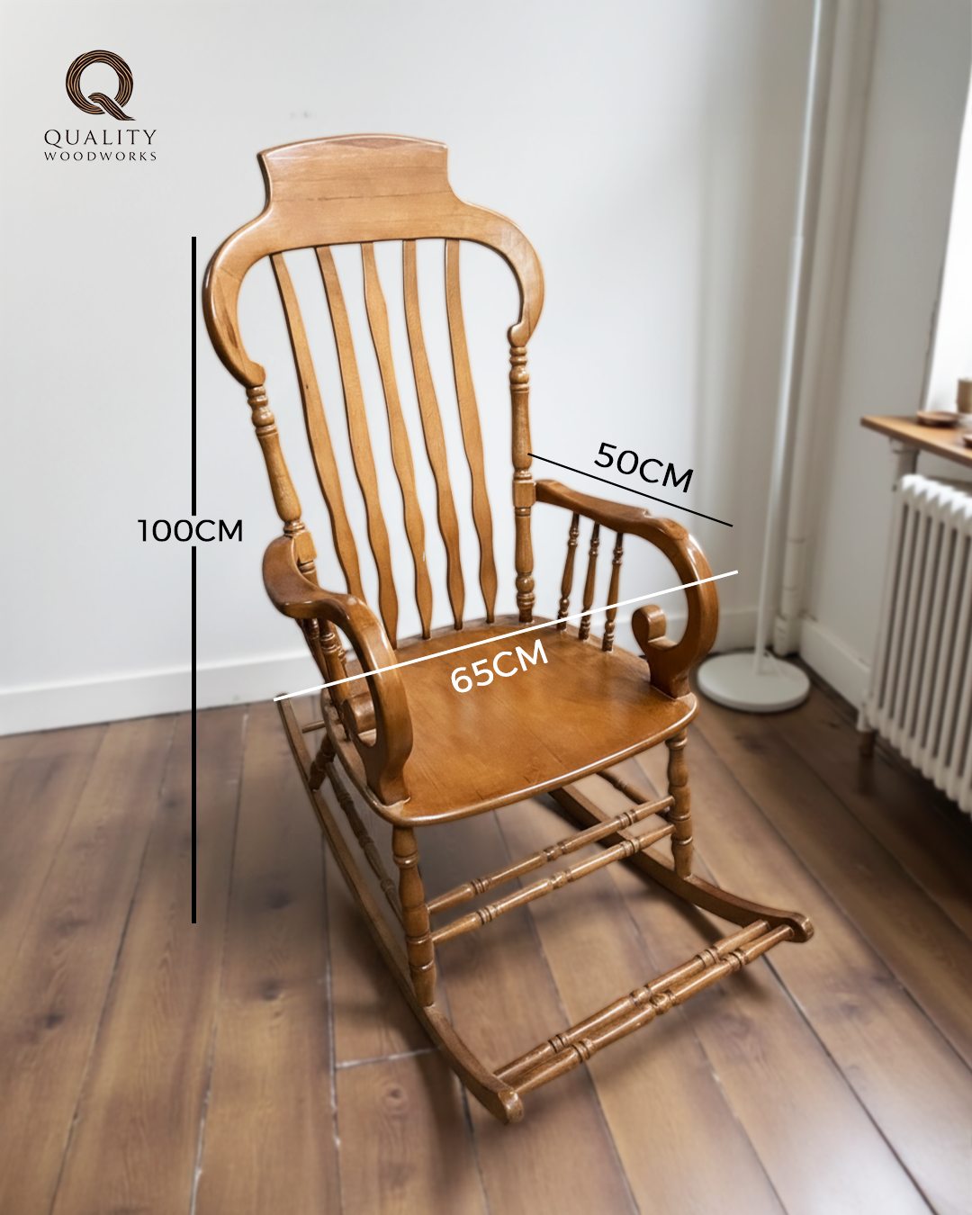 Rocking Chair (Design A) with Cushion - 100% Beech Wood