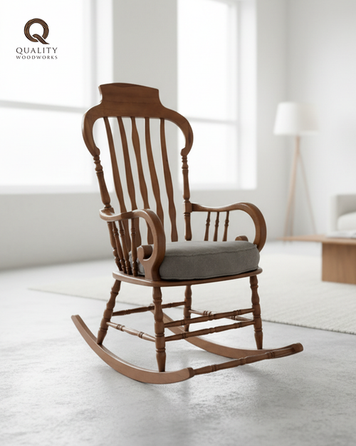 Rocking Chair (Design A) with Cushion - 100% Beech Wood