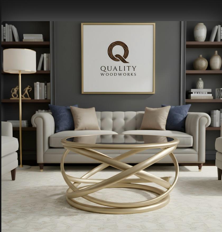 Beech Wood Round Table Bracelets Shape with Glass Top