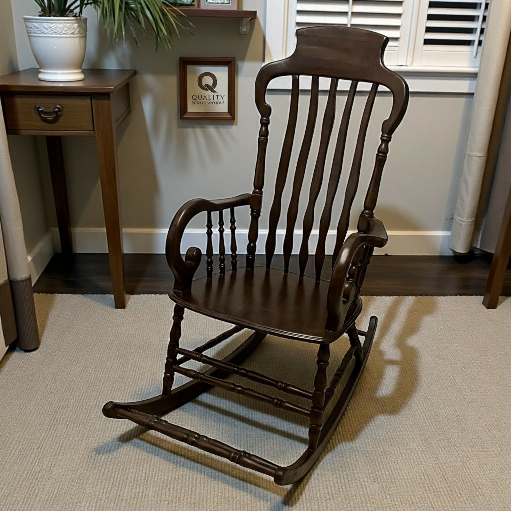 Rocking Chair (Design A) with Cushion - 100% Beech Wood