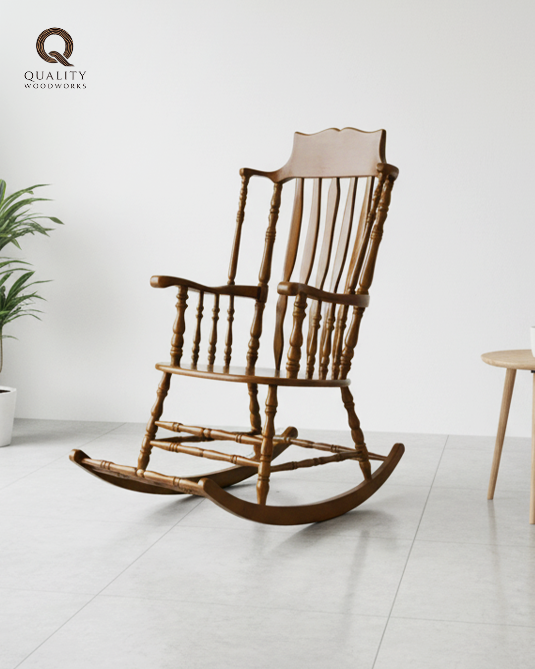 Elegant Rocking Chair (Design B) with Cushion - 100% Beech Wood