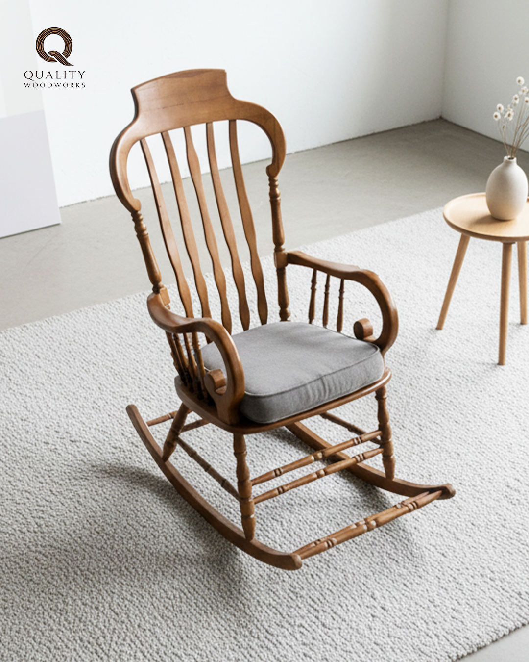 Rocking Chair (Design A) with Cushion - 100% Beech Wood