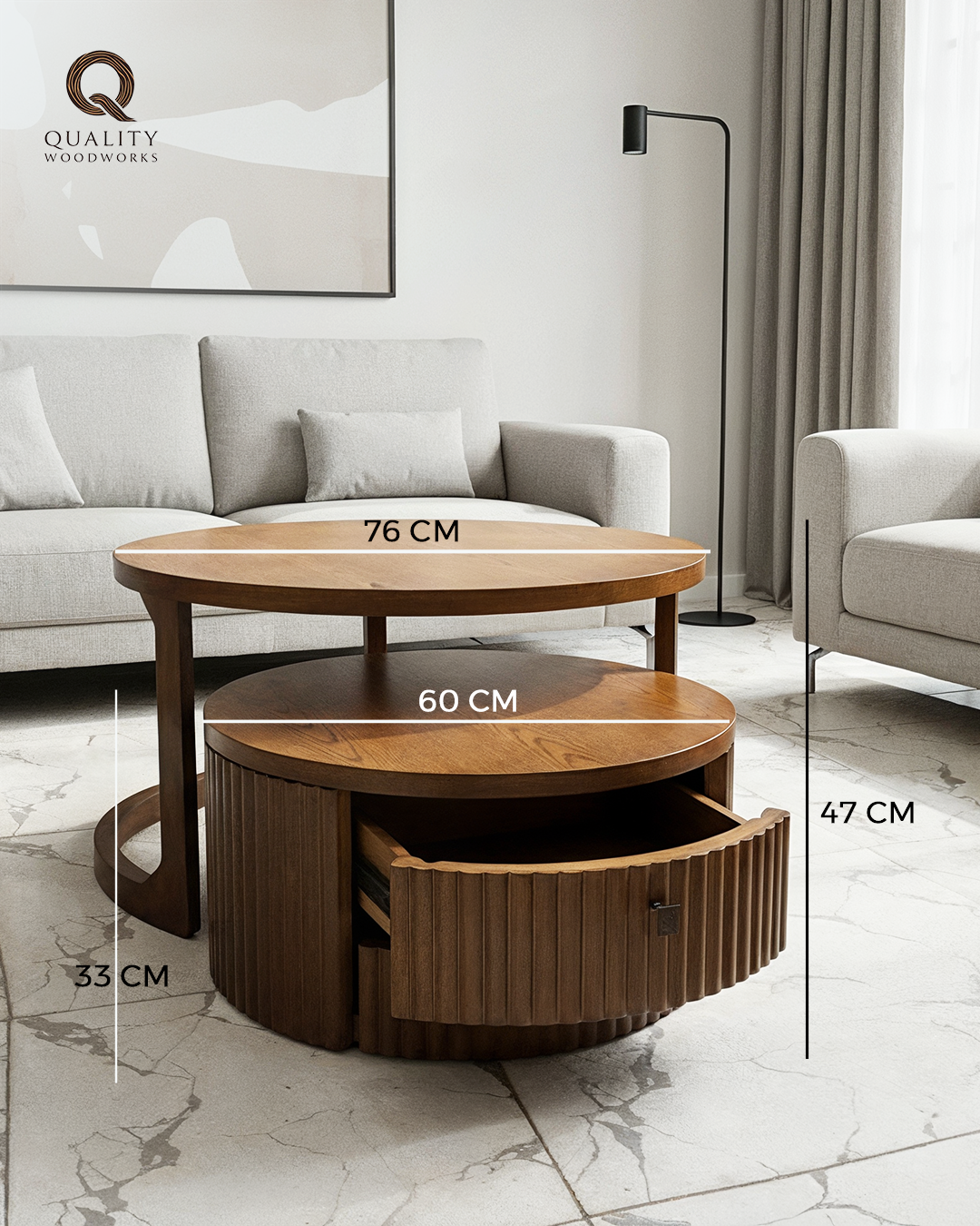 Twin Tables with Oak Veneer Top